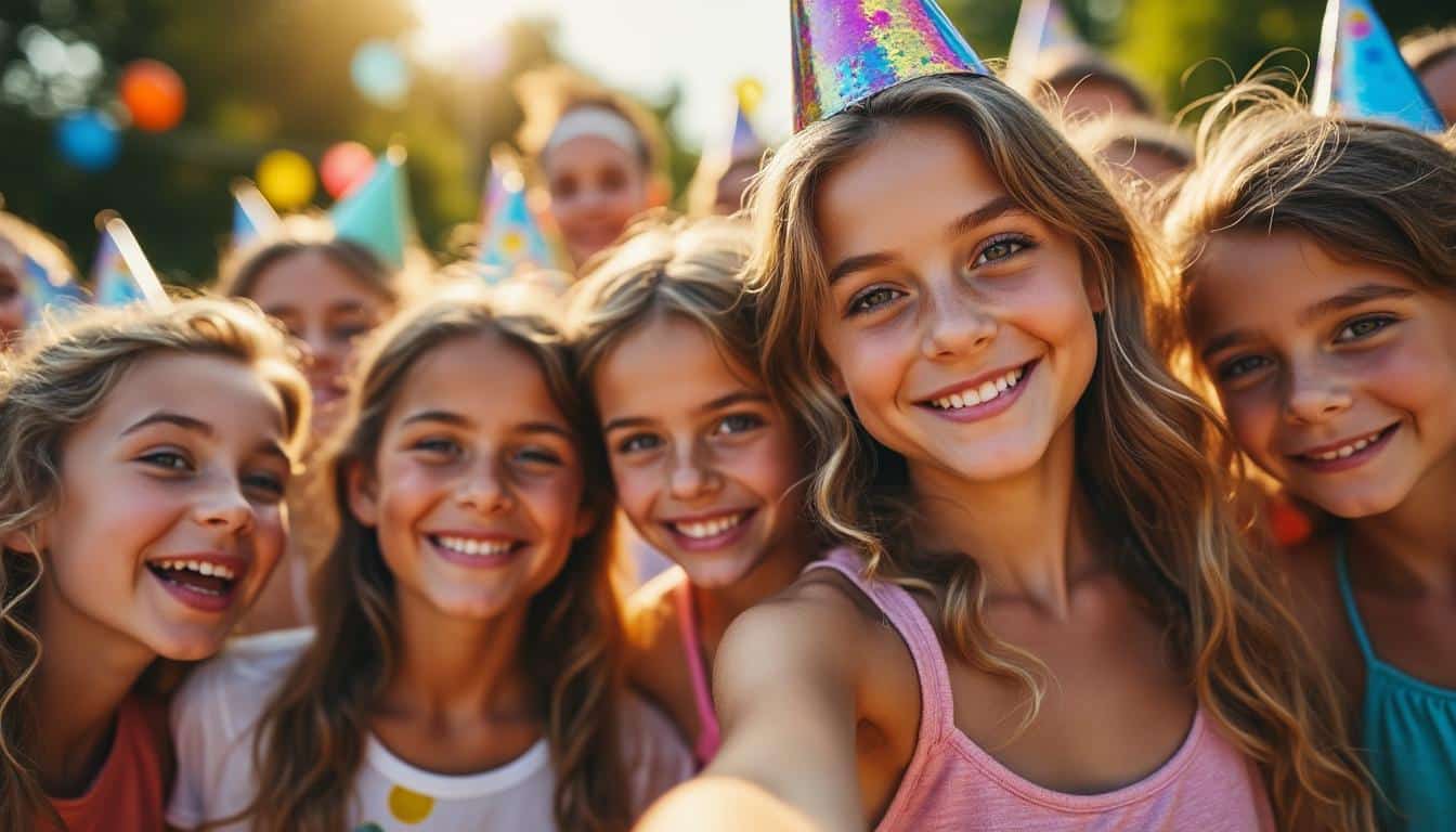 immortalisez des moments de joie avec un selfie en groupe d’enfants pendant les fêtes d’anniversaire : sourires, complicité et souvenirs uniques garantis !
