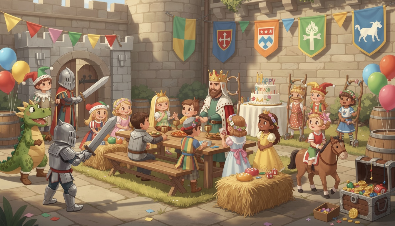 découvrez les récits de parents et organisateurs qui ont créé des fêtes pour enfants inoubliables sur le thème médiéval, avec des idées d'animations et de décorations authentiques.