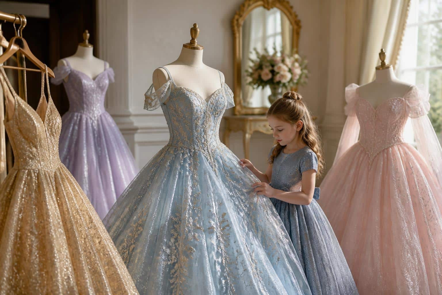 découvrez notre collection de robes de princesses brillantes, parfaites pour faire rêver votre petite fille lors de ses moments magiques et jeux d'imagination.