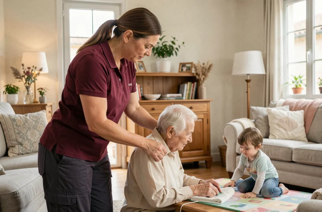 Florence, assistante de vie à Plaisance-du-Touch, accompagnant une personne à domicile dans un cadre familial chaleureux